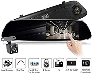 5.0" Dual Lens Car Dvr Camera Dashcam LCD Screen Rear View Mirror Video Registrator Recorder Parking Adas Dash Cam