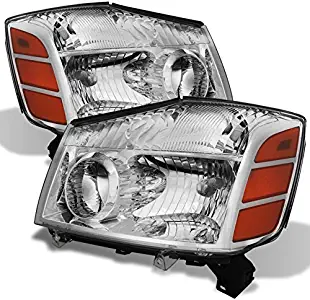 For 04-15 Titan | 05-07 Armada Clear Lens Headlights Lamps Pair Left + Right Replacement