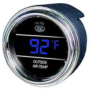 Teltek USA Auto Thermometer Gauge for Any Semi, Pickup Truck or Car - Bezel: Chrome - LED Color: Blue