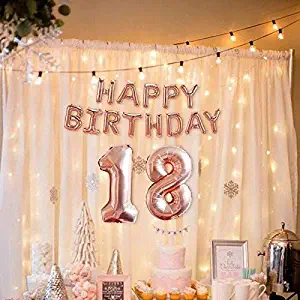 FAERIE Balloon 18th Birthday 40 Inch Giant Foil Balloon Birthday Decor Set for Party (Rose Gold)