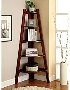 Bowery Hill 5 Shelf Corner Bookcase in Cherry