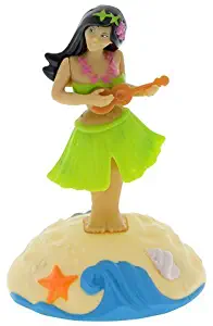 Journey Untold Solar Powered Hawaiian Dancing Hula Girl Green Skirt, Pink Top (Bonus POG Exclusive LAPOLOSY Pen) Toys Dashboard Office Desk Home Decor Decoration Ornament Gift Swing Car Novelty