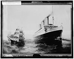 Photo: Hamburg-American line,SS Imperator,steamers,ocean,sailing ships,paintings,1910