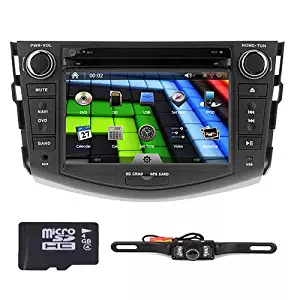 Rear view Backup Reversing Camera Included Hizpo Brand Toyota RAV4 2006 2007 2008 2009 2010 2011 2012 In Dash Double 2 Din Touch Screen GPS iPod DVD Navigation Radio Bluetooth Hands free iPod