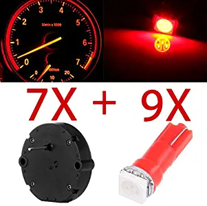 ROADFAR X27.168 Stepper Motors Repair Kit with Red T5 LED Light Bulbs for GM Yukons Chevy Silverados Tahoes Instrument Panel Gauge Cluster(7Pcs Motors,9Pcs LED Lights)