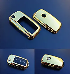OriginalEuro Gold Car Remote Flip Key Cover Case Skin Shell Cap Fob Protection ABS for VW 2010-