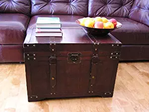 Styled Shopping Gold Rush Steamer Trunk Wood Storage Wooden Treasure Chest - Large Trunk Red