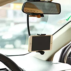 Premium Rear View Mirror Car Mount Holder Cradle Dock for iPhone 6 6S Plus, 5S 5C SE - Samsung Galaxy S7, S6, Edge, Edge+, S5 S4 S3 Galaxy Note 6 5 4 3 2 - LG G2 G3 G4 G5 V10 - Motorola Droid Turbo 2