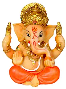 Krishna Culture Cute Mini Lord Ganesh Statue 2" Ganapati Hindu Elephant God Idol