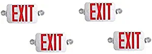 Ciata Lighting All LED Decorative Red Exit Sign & Emergency Light Combo with Battery Backup (4 Pack)