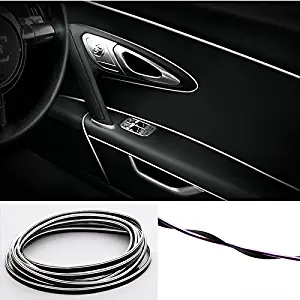 YIJINSHENG Car Interior DIY Automobile Motor Exterior Decoration Moulding Trim Strip line Sticker Insert Type Air Outlet Dashboard Decoration 3D Strip 8 Meters Car Styling Molding(Silver)