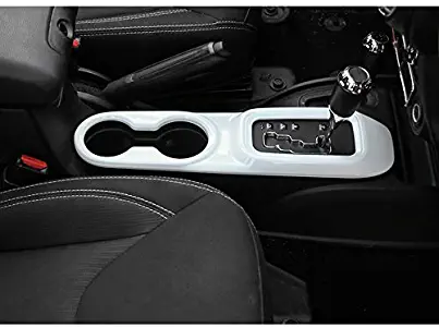 JeCar Cup Holder Gear Shift Panel Frame Trim Cover for 2011-2017 Jeep Wrangler JK Rubicon Sahara Unlimited White Cup Holder