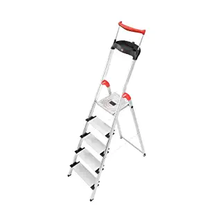 Hailo 8030-527 XXR Comfortline 5 FT. Folding Lightweight Aluminum Platform Step Ladder, Worktray, Silver