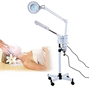 3 in 1 Multi-function UV Ozone Facial Steamer, 5X Salon Magnifying Lamp Cold Light Magnifier Floor Lamp Multifunction Spa Professional Humidifier Beauty Facial Clean Skin Care Tool