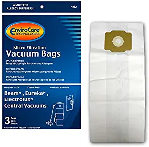 EnviroCare Replacement Micro Filtration Vacuum Cleaner Dust Bags for Eureka, Beam, Electrolux, Star-Brute, Kenmore, Mastercraft, Nutone, Central Vacuum Machines 3 Bags