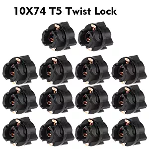 cciyu 10 Pack 168/194(T3-1/4) Twist Lock Wedge instrument Panel Dash Light Bulb Base Socket (T5 74 Twist Lock Base)