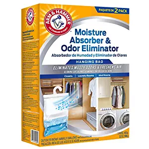 W M BARR FGAH32 2PK 16OZ Arm & Hammer Moisture Absorber & Max Odor Eliminator Hanging Bag, 16 Ounce, 2-Pack, 16 oz, 6 g