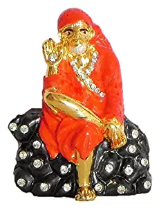 DollsofIndia Gold Plated Shirdi Sai Baba - Metal Statue - 2 x 1.25 inches (GR49)