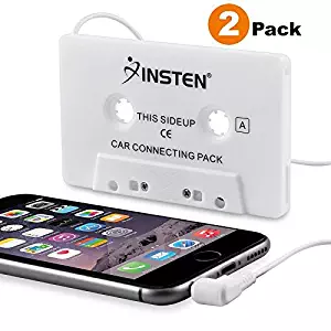 INSTEN [2-Pack Car Cassette Tape Deck Adapter Compatible with 3.5mm Jack Audio MP3/CD Player Compatible with iPhone 6S / 6S Plus / 5S, Samsung Galaxy S10/S10 Plus/S10e/S8/S8+ S8 Plus/S9/ S9+ S9 Plus