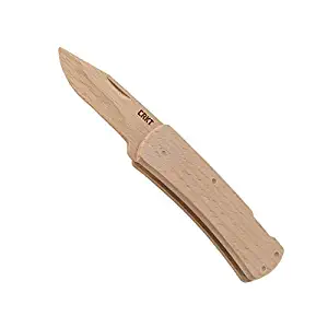 CRKT Nathan's Knife Kit: Wooden Pocket Knife, Drop Point Blade Design with Working Lock Back, Craft Project, Great for Kids 1032