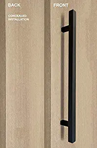 Modern & Contemporary 1" x 1" Square Ladder Style/One Single Sided/Concealed Fixing/Door Pull Handle/Stainless Steel/Commercial/Residential / 1524mm /60 inches -Matte Black Powdered Finish