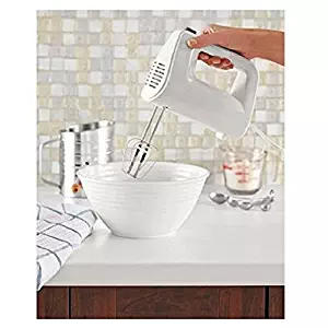 Electric Hand Mixer with Removable Beaters, 5 Speeds with Bowl Rest Support, for Beating, Blending, Whippig & Mixing, White