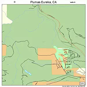 Large Street & Road Map of Plumas Eureka, California CA - Printed poster size wall atlas of your home town