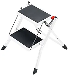 Hailo 9204015097 Mini Steel Folding Lightweight Step Stool in White