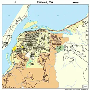Large Street & Road Map of Eureka, California CA - Printed poster size wall atlas of your home town