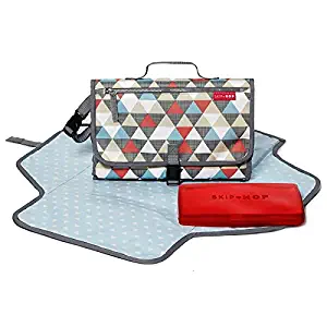 Skip Hop Pronto Signature Portable Changing Mat, Cushioned Diaper Changing Pad with Built-in Pillow, Triangles