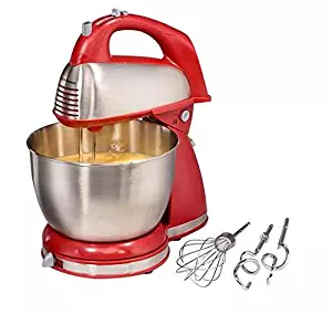 Hamilton Beach 64650 6-Speed Classic Stand Mixer, Stainless Steel ,Red (1)