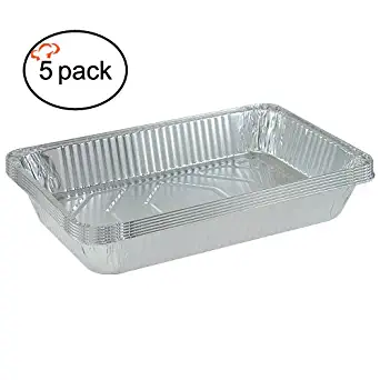 Tiger Chef 5-Pack Durable Aluminum Foil Steam Table Pans Full Size, Disposable 21 x 13 inches