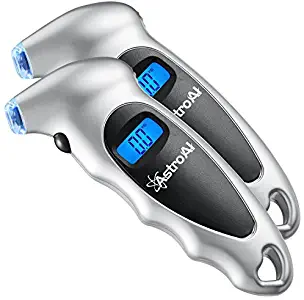 AstroAI ATG150 2 Pack Digital Tire Pressure Gauge 150 PSI 4 Settings for Car Truck Bicycle with Backlit LCD and Non-Slip Grip, Silver