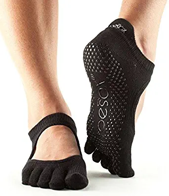 Toesox Women's Bellarina Full Toe Grip Non-Slip for Ballet, Yoga, Pilates, Barre Toe Socks