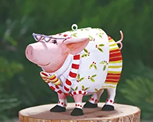 Patience Brewster Mini Norbert Dressed Up Pig Christmas Figural Ornament 08-30956