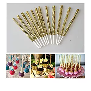 6" Gold Bling Cake Pop Sticks Lollipop Sticks Holders Baking Candy Apple Sticks Decoration Birthday Party,Pack of 24