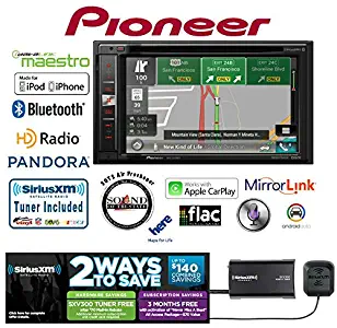 Pioneer AVIC-5100NEX in Dash Double Din 6.2" DVD CD Navigation Receiver and a SiriusXM Satellite Radio Tuner, Antenna SXV300V1 with a Free SOTS Air Freshener