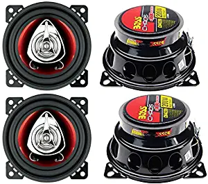 BOSS CH4220 4" 2-Way 400W Car Audio Coaxial Speakers Stereo Red 4 Ohm