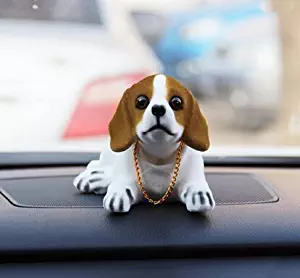 ATMOMO Shaking Head Lucky Dog Bobbing Heads Car Dash Puppy for Car Vehicle Decoration, Beagle (16x9x11cm)