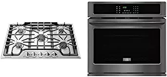 Frigidaire Gallery 2-Piece Black Stainless Steel Kitchen Package wtih FGEW3065PD 30" Single Wall Oven and FGGC3047QS 30" Gas Cooktop