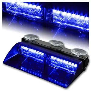 DIYAH 16 LED High Intensity LED Law Enforcement Emergency Hazard Warning Strobe Lights For Interior Roof Dash Windshield With Suction Cups (Blue)