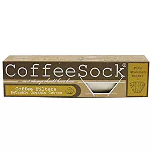 CoffeeSock Basket 6-12 cup- The Original Reusable Coffee Filter- GOTS Certified Organic Cotton Reusable Coffee Filters.