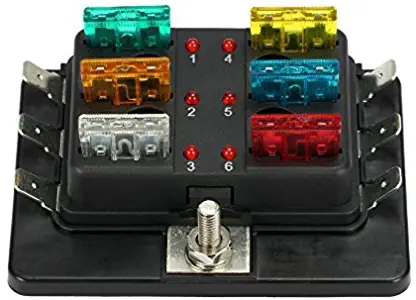 Qiilu 6 Way Fuse Box Blade Fuse Block Holder DC 12V /24V Circuit Breaker ATC ATO with Fuse and Connectors for Car Bus Truck Auto Motor Boat Marine Trike