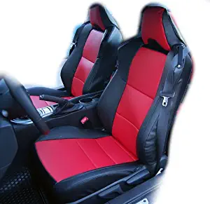 Iggee Black/Red Artificial Leather Custom fit Front seat Cover Designed for Scion FR-S