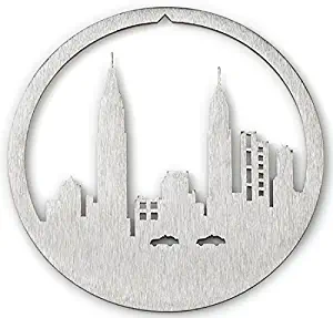 Chrysler and Empire State Buildings Christmas Ornament in New York City by Valerie Atkisson, Brushed Steel