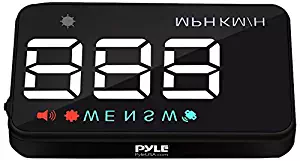 Pyle Universal 3.5’’ Car HUD - Head-Up Display Multi-Color Windshield Screen Projector Vehicle Speed & GPS Navigation Compass, Plug & Play - (PHUD12)