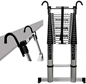 lqgpsx Heavy Duty Telescoping Ladder Extension Portable Telescopic Ladder with Hook, EN131 Certificate Multi-Purpose Ladder, Max Load 150kg/330lb (Size : 8M/26ft)