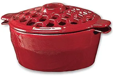 Plow & Hearth 33869RD 33869-RD 1.5 Qt. Cast Iron Lattice Steamer, In Red, 1.5Qt,