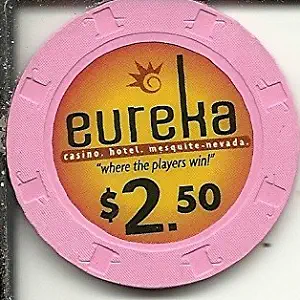 $2.50 pink eureka obsolete casino chip mesquite nevada