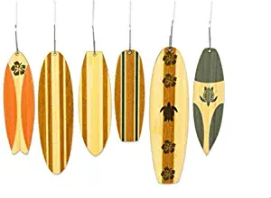 Antler Home Bamboo Classic Surfboard Ornaments, Set of 6